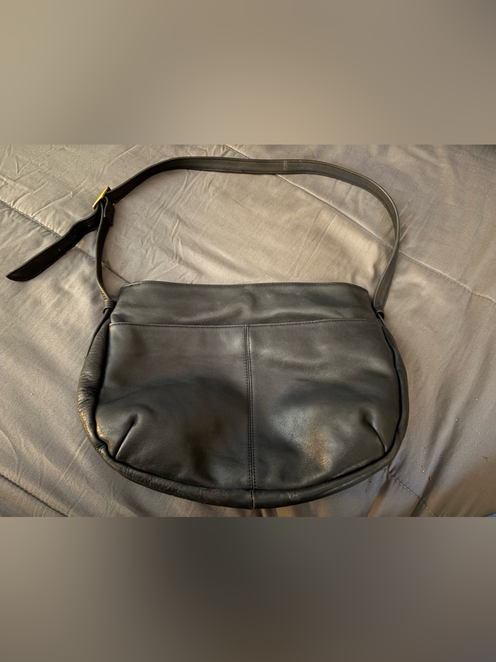 Blue Leather Crossbody Shoulder Bag
